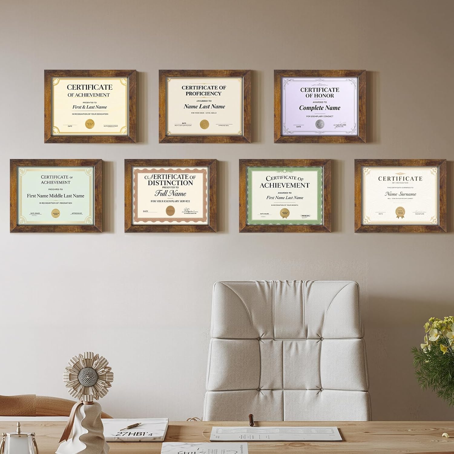 Certifications wall at Dr. Ramnik L. Ramani